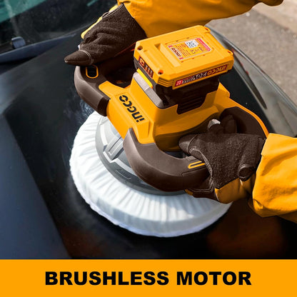 INGCO 20V Cordless Car Polisher And Buffer, Brushless Motor, 2500RPM, 254mm Disc Polisher with 1Pcs 2.0Ah Battery and 1Pcs Charger COPLI2025481