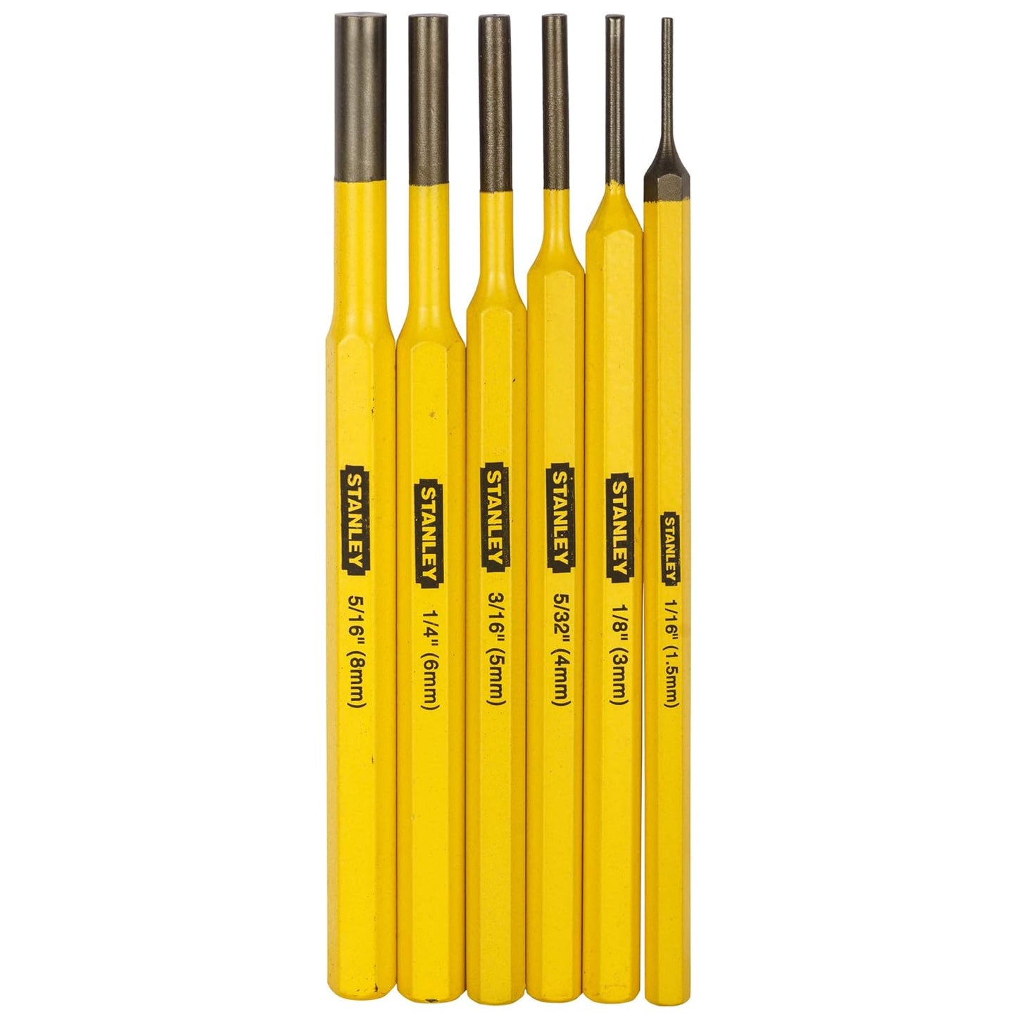 STANLEY 16-226 6 Piece Pin Punches Set (Yellow and Black)