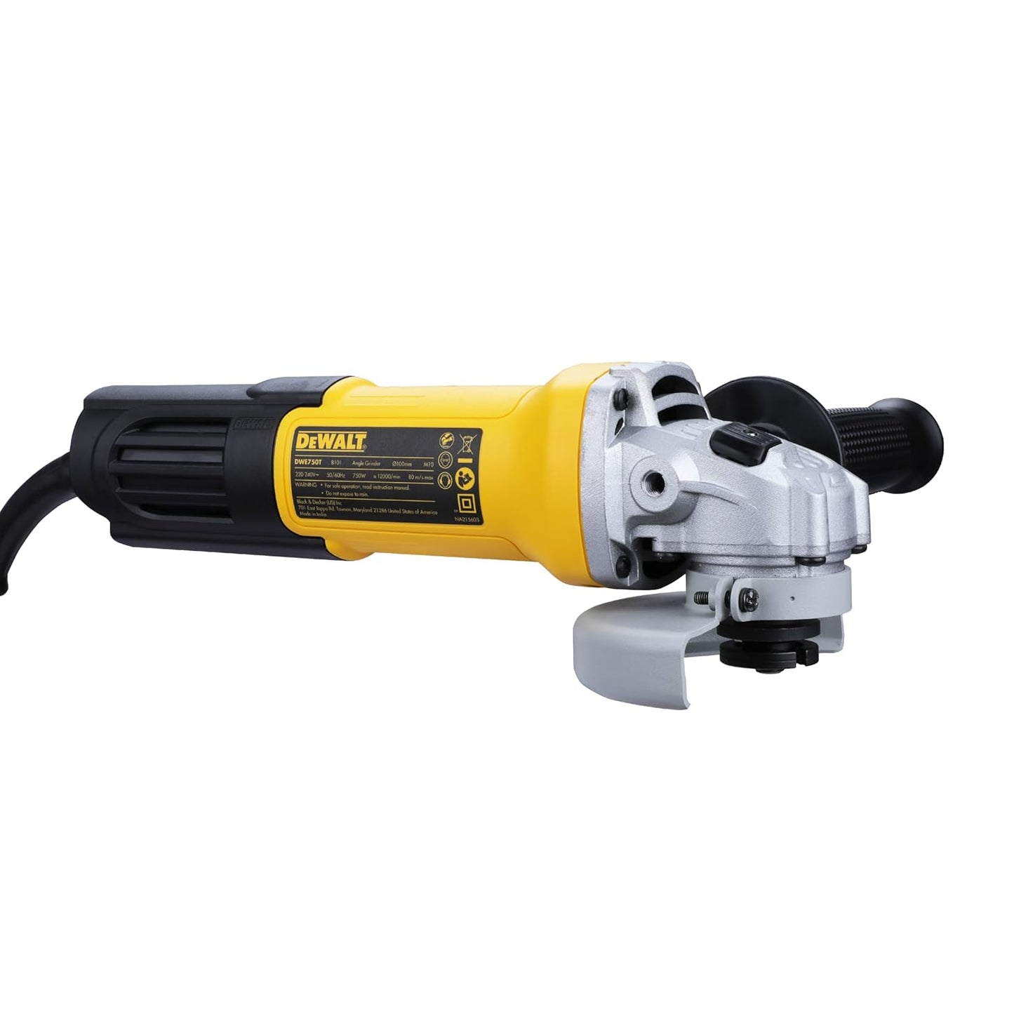 DEWALT DWE750T-IN,750Watt, 4" (100mm) Ultra SLIM Heavy Duty Angle Grinder Engineered For Heavy Duty Applications with Spindle Lock and Toggle Switch, 2 Year Manufacturer Warranty(SIDE HANDLE INCLUDED)