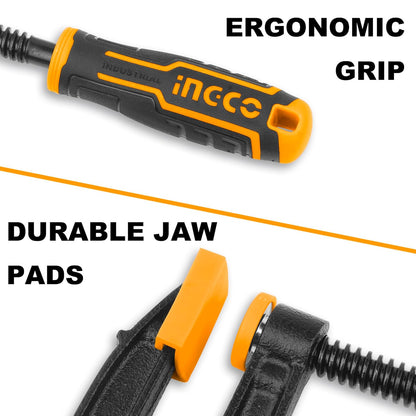 2 PCS F Clamps (50x250mm), F Clamp with Rubberized Handle and Surface Protection PVC Cover for Better Grip Metal F Clamps for Woodworking Glass and Welding Works