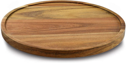 Udaipur HandicraftsWooden Lazy Susan Organizer – Rotating Turntable Tray for Kitchen, Pantry, Countertop – 360° Revolving Storage for Spices, Condiments – Rustic Brown (10 inch)