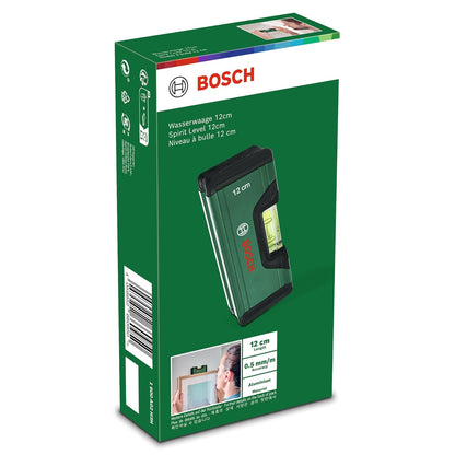BOSCH Spirit Level 12cm | Compact & Portable | High-Precision Bubble for Accurate Readings | Durable Aluminum Construction | Ergonomic Design for Comfortable Grip | Ideal for Small-Scale Projects