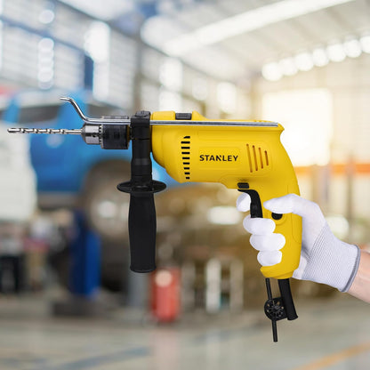 STANLEY SDH600KM-IN 600W 13mm Drill Machine with Mechanical Toolkit for Home, DIY & Professional Use (120-Pieces) - Includes Hammer Drill, Hammer & Measurement Tape, 1 Year Warranty, YELLOW & BLACK