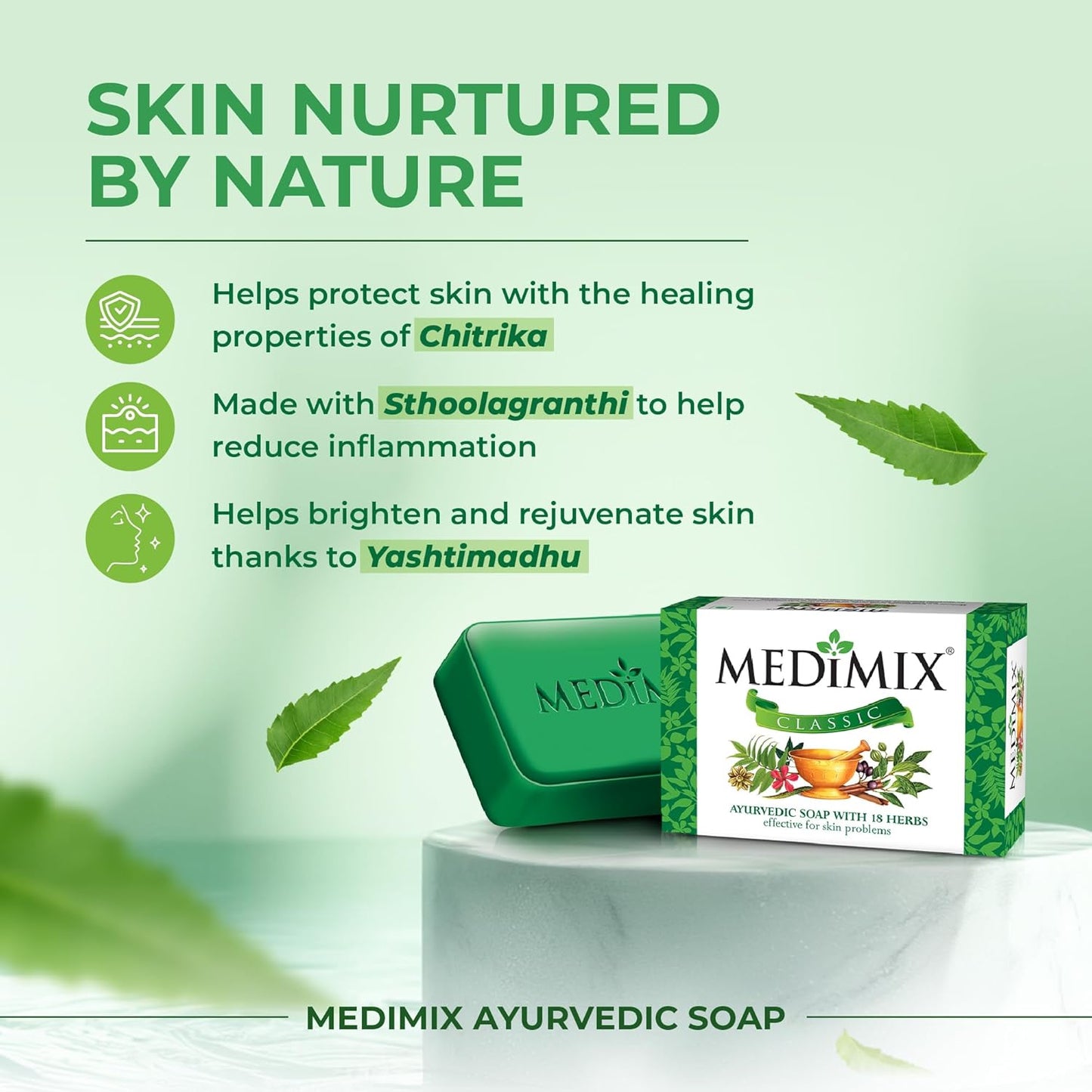 Medimix Classic Ayurvedic Traditionally Made Soap 125g (Combo Pack of 3) | Infused with 18 Herbs | Effective for Skin Problems