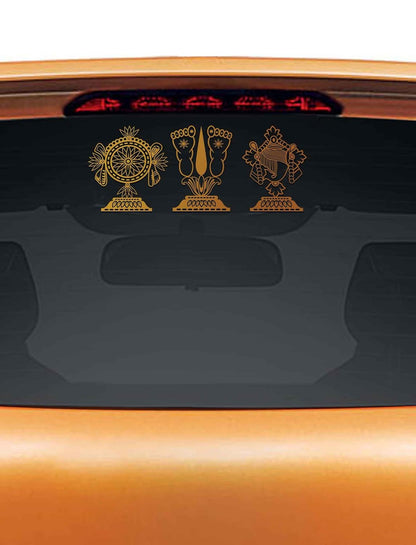Akshar Arts Bhuwana Vinyl Lord Balaji Shanku Chakra Car Sticker, 14 x 0.1 x 6 Inches, Copper