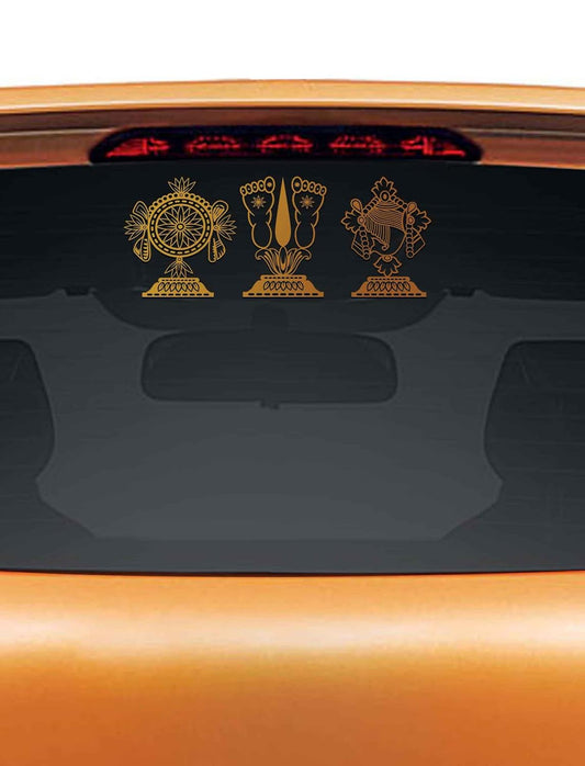Akshar Arts Bhuwana Vinyl Lord Balaji Shanku Chakra Car Sticker, 14 x 0.1 x 6 Inches, Copper