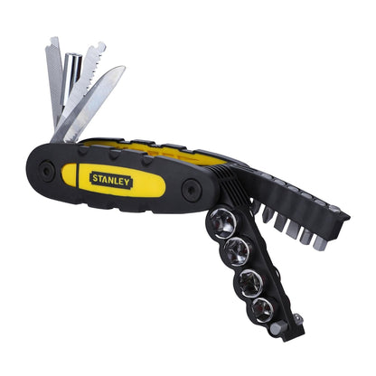 STANLEY STHT0-70695 Folding and Locking 14-in-1 Multi-Tool, Compact & Portable, KIT Contains Knife, Saw, Bottle Opener, File, Holder for Bits & Drive Adaptor for Sockets