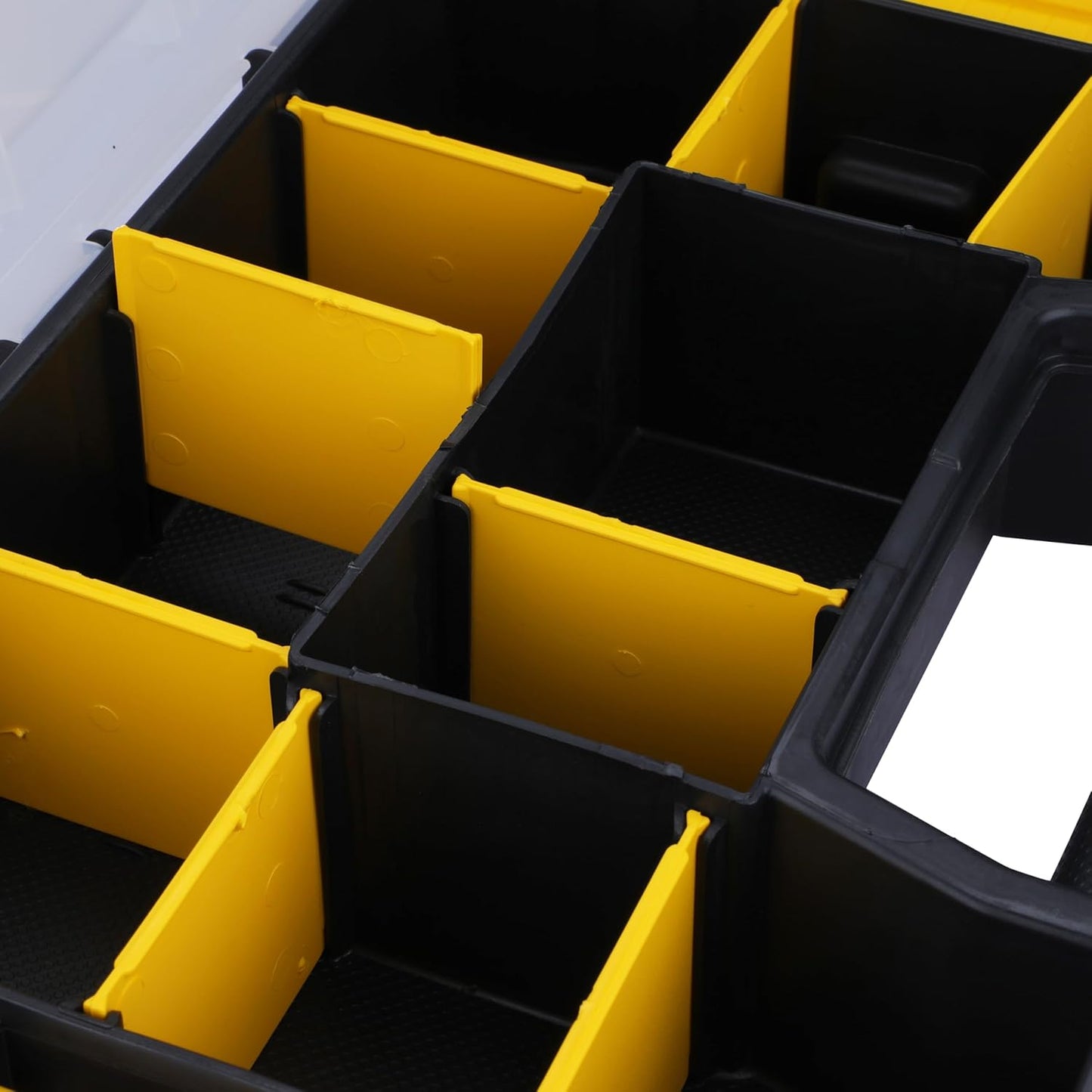 STANLEY STST1-70720 Professional Heavy Duty 10 Compartment Sort Master Light Organizer, 2.5 Kg Weight Capacity, Customizable 8 Removable Dividers, Polypropylene Textured Lid, 11.6x29.3x22.4 cm