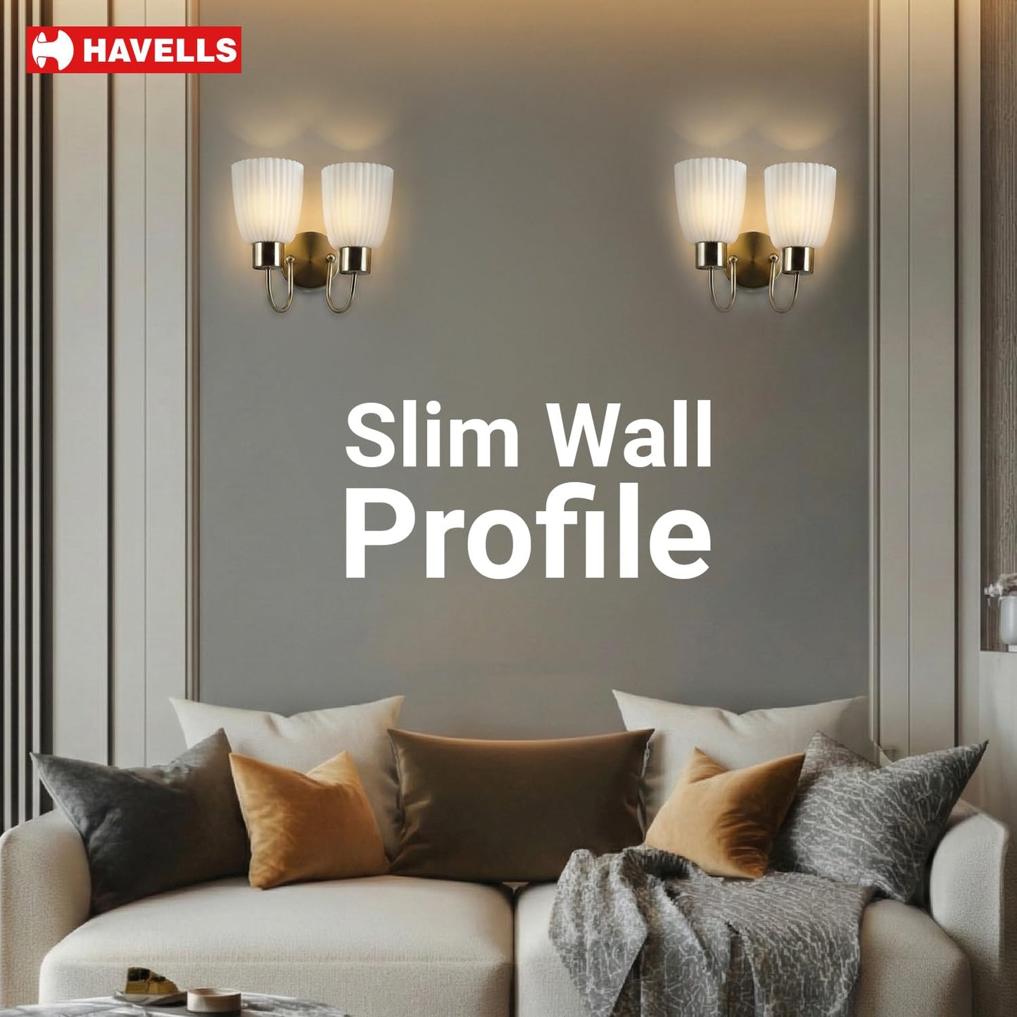 Havells Venz Indoor Wall Light | Antique Bronze Durable Frame & Ambient Glow Diffuser | B22 Holder Compatible | Elegant Dual Light Wall Lamp for Living Rooms, Bedrooms & Hallways