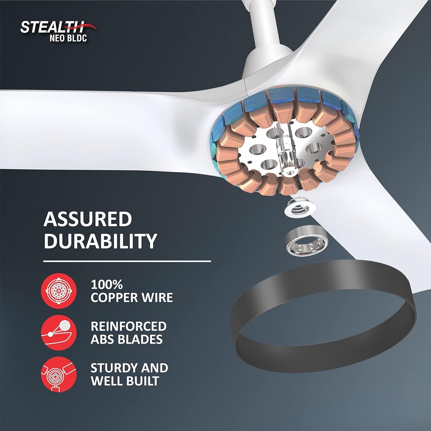 Havells 1200Mm Stealth Air Neo Bldc Motor Ceiling Fan Most Silent & Premium,5 stars With Rf Remote 100% Copper,Upto 55% Energy Saving,Flexible Timer Settings (Pack Of 1,Wood Pearl White)