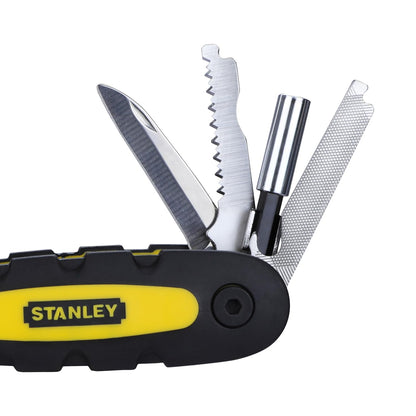 STANLEY STHT0-70695 Folding and Locking 14-in-1 Multi-Tool, Compact & Portable, KIT Contains Knife, Saw, Bottle Opener, File, Holder for Bits & Drive Adaptor for Sockets