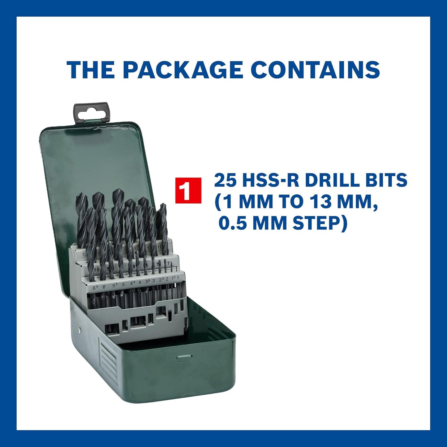 Bosch Professional 25-Piece HSS-R Metal Drill Bit Set | Ø1–13 mm | Precision Drilling in Iron, Steel & Plastic | Rugged Metal Case | Long-Lasting HSS Quality | Suitable for All Power Tool Brands