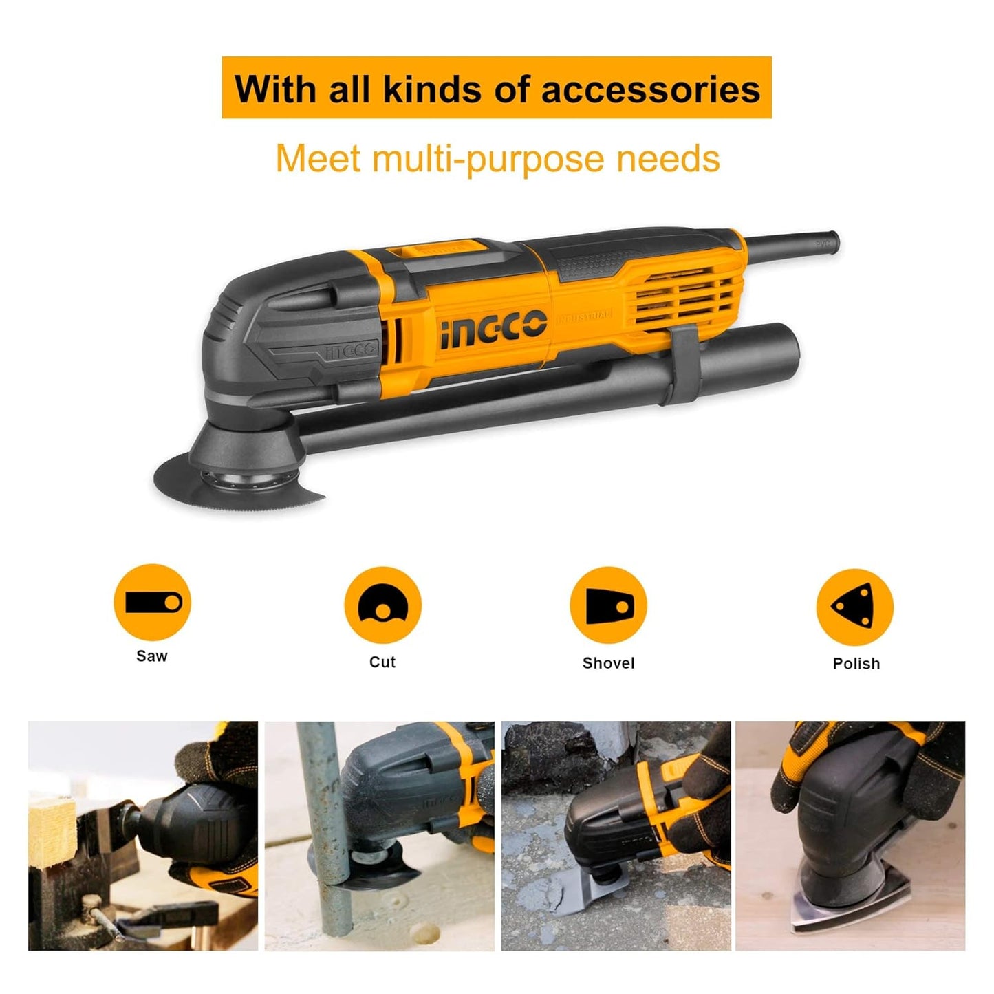 INGCO 20V Cordless Brushless Polisher 125mm (Tool Only) , Electric Car Polishing Machine, 4800RPM Variable Speed, Ideal for Polishing, Home Appliance Furniture Boat