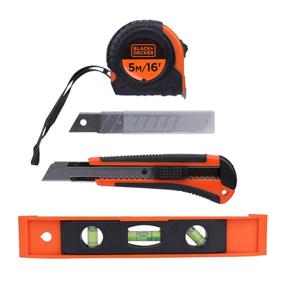 BLACK+DECKER BMT154C Hand Tool Kit for Home & DIY Use (154-Piece) - Includes Screwdriver, Wrench, Ratchet, Utility Knife, Saw, Claw Hammer, Measuring Tape and Plier, 6 Month Warranty, ORANGE & BLACK
