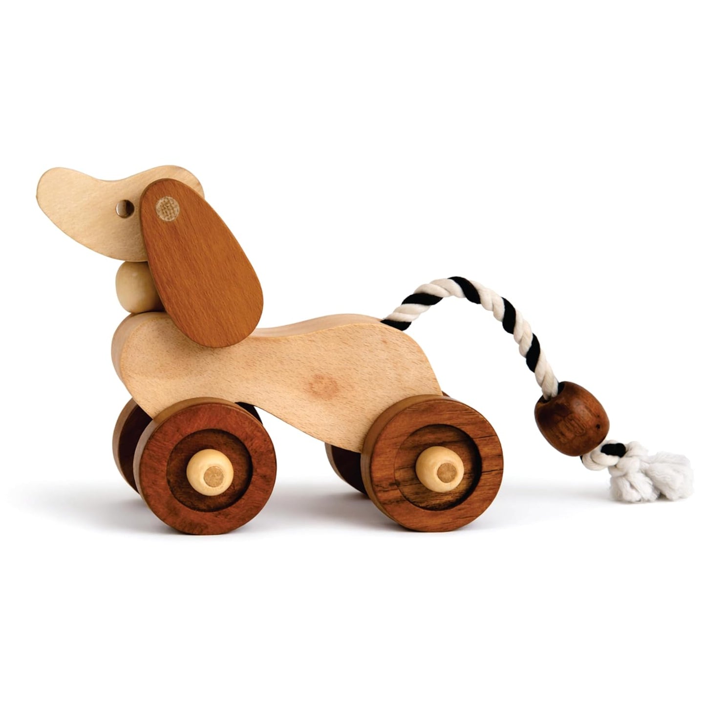 UdrCrafts® Wooden Dog Pull-Along Toy for Toddlers | Natural Solid Wood | Cotton Pull String | No Metal | Eco-Friendly & Plastic-Free | Smooth Rolling Wheels | Nursery Decor Toy (1.5–4 Years)