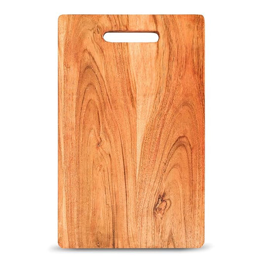 Udaipur Handicrafts Wood Chopping Board for Kitchen - 37.5x23.5x1.2cm|Reversible Cutting Board for Kitchen with Handle, Fruits & Cheese, BPA Free, Eco-Friendly, Anti-Microbial, Beige