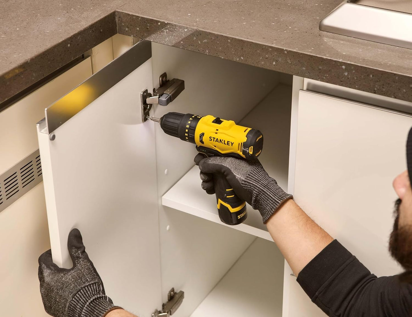 STANLEY SCH10D2K-IN(12 V)Brushed Cordless Hammer Drill Driver,2x2Ah Batteries&1.5A Charger,LED Light,Variable Speed Trigger Switch,Forward/Reverse Button,10mm Chuck,Clutch Setting 20+1,1 Year Warranty