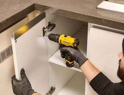 STANLEY SCH10D2K-IN(12 V)Brushed Cordless Hammer Drill Driver,2x2Ah Batteries&1.5A Charger,LED Light,Variable Speed Trigger Switch,Forward/Reverse Button,10mm Chuck,Clutch Setting 20+1,1 Year Warranty