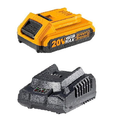 INGCO 20V Battery & Charger Set, 2.0Ah Battery and Fast Intelligent Charger, Compatible with All INGCO 20V Power Tools