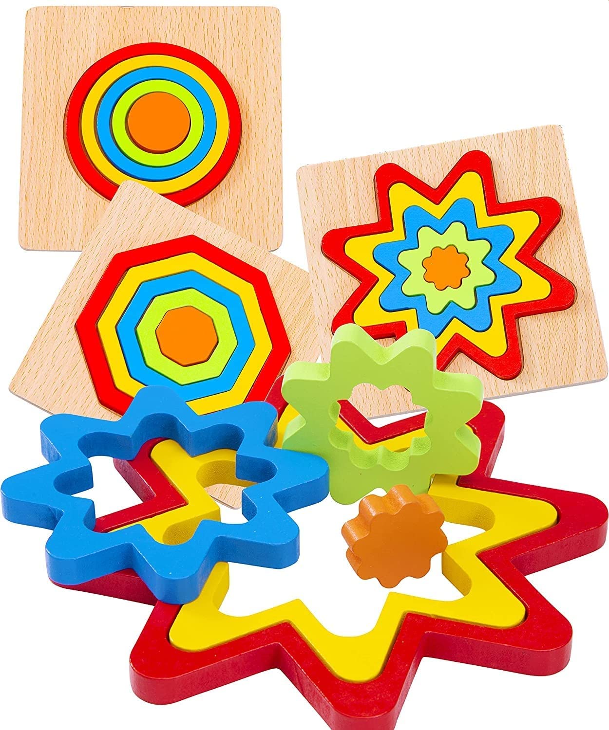 Udaipur HandiCrafts Toddler Puzzles Games Wooden Toys Montessori Rainbow Shape Sorting Puzzle Toys Toddlers Activities Preschool Learning Early Educational Birthday Gift Travel For Kids Age 1 2 3 4 Year Old
