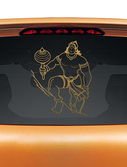 Akshar Arts Bhuwana Vinyl Hanumanji Car Sticker, 10 x 0.1 x 12 Inches, Gold-Self-Adhesive