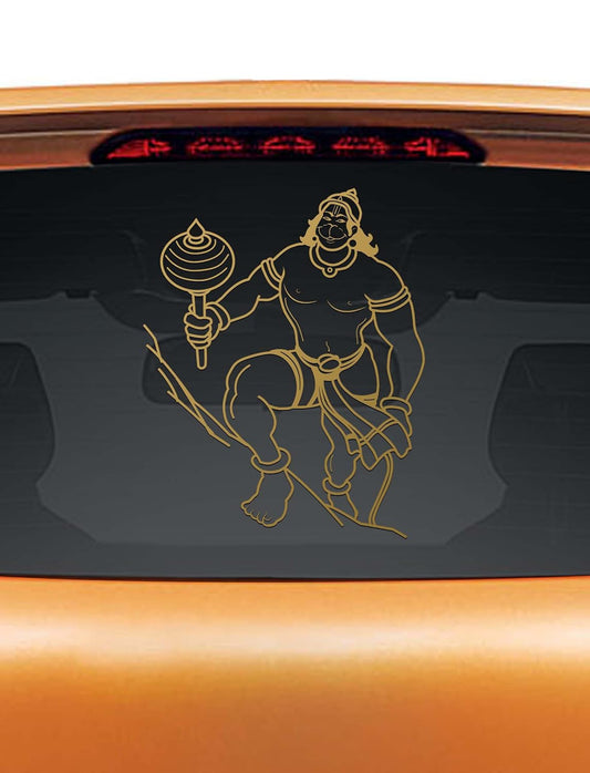 Akshar Arts Bhuwana Vinyl Hanumanji Car Sticker, 10 x 0.1 x 12 Inches, Gold-Self-Adhesive