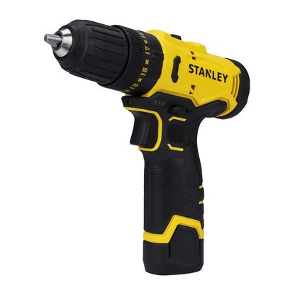 STANLEY SCH10D2K-IN(12 V)Brushed Cordless Hammer Drill Driver,2x2Ah Batteries&1.5A Charger,LED Light,Variable Speed Trigger Switch,Forward/Reverse Button,10mm Chuck,Clutch Setting 20+1,1 Year Warranty