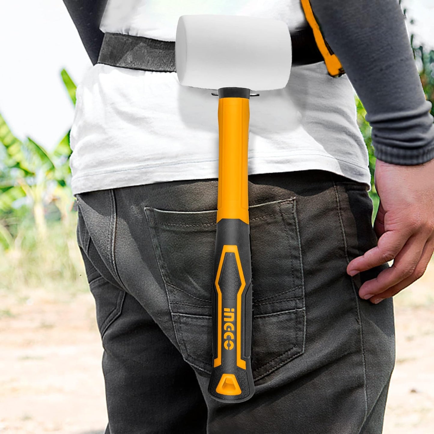 INGCO Rubber Hammer, Rubber Mallet for Masonry, Woodwork, Fittings for Home, DIY, Mechanic Use