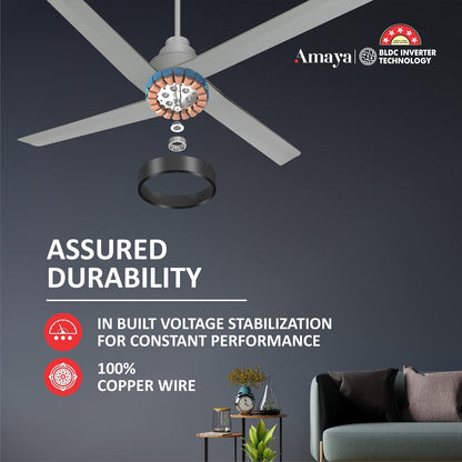 Havells Amaya 1400Mm Energy Saving With Remote Control 5 Stars Decorative Bldc Ceiling Fan (Silver Ash)