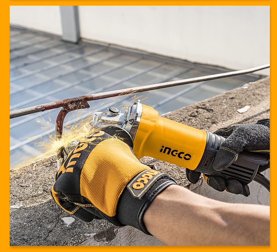 INGCO Angle Grinder, 100mm | 900W | 11000 RPM Power Grinder, Electric Metal Grinder with 1pcs Auxiliary Handle