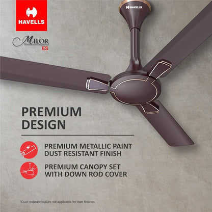 Havells 1200Mm Milor Energy Saving Ceiling Fan (Dusk, Pack Of 1),Chocolate, 1 Star
