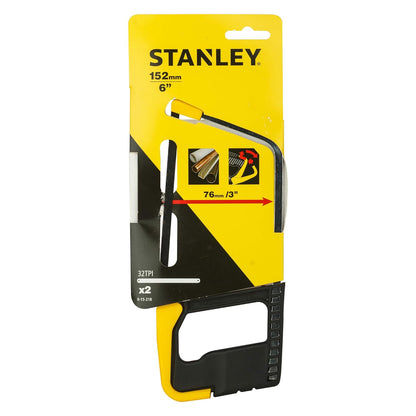 STANLEY 0-15-218 150mm/6'' Junior Hacksaw with 1 Free Blade,Ideal for Home, Camping & Outdoor Activity, Yellow & Black