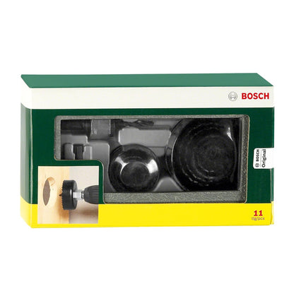 BOSCH Professional Hole Cutters 11 Piece Set | 8 HCS Holesaws Ø 22–68 mm | For Wood, Veneered Boards & Chipboard | 2 Adapters | Durable Plastic Case | Ideal for DIY & Professional Use