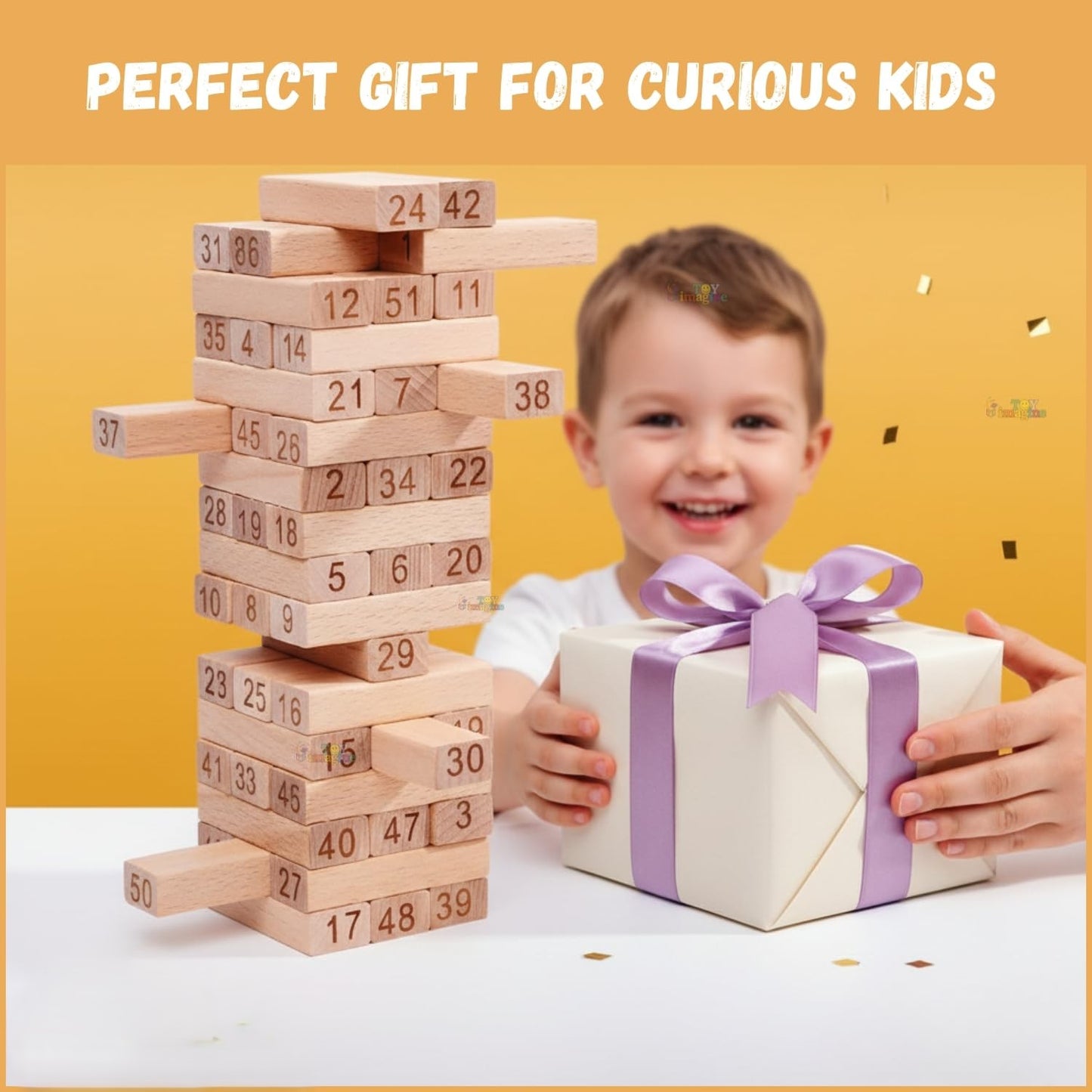 Udaipur Handicrafts Toy Imagine 54 Pcs Wooden Tumbling Tower Game – Indoor Stacking Puzzle Blocks for Kids, Adults & Families – Fun Balancing Toy for Boys & Girls of All Ages – Party Game & Brain Teaser