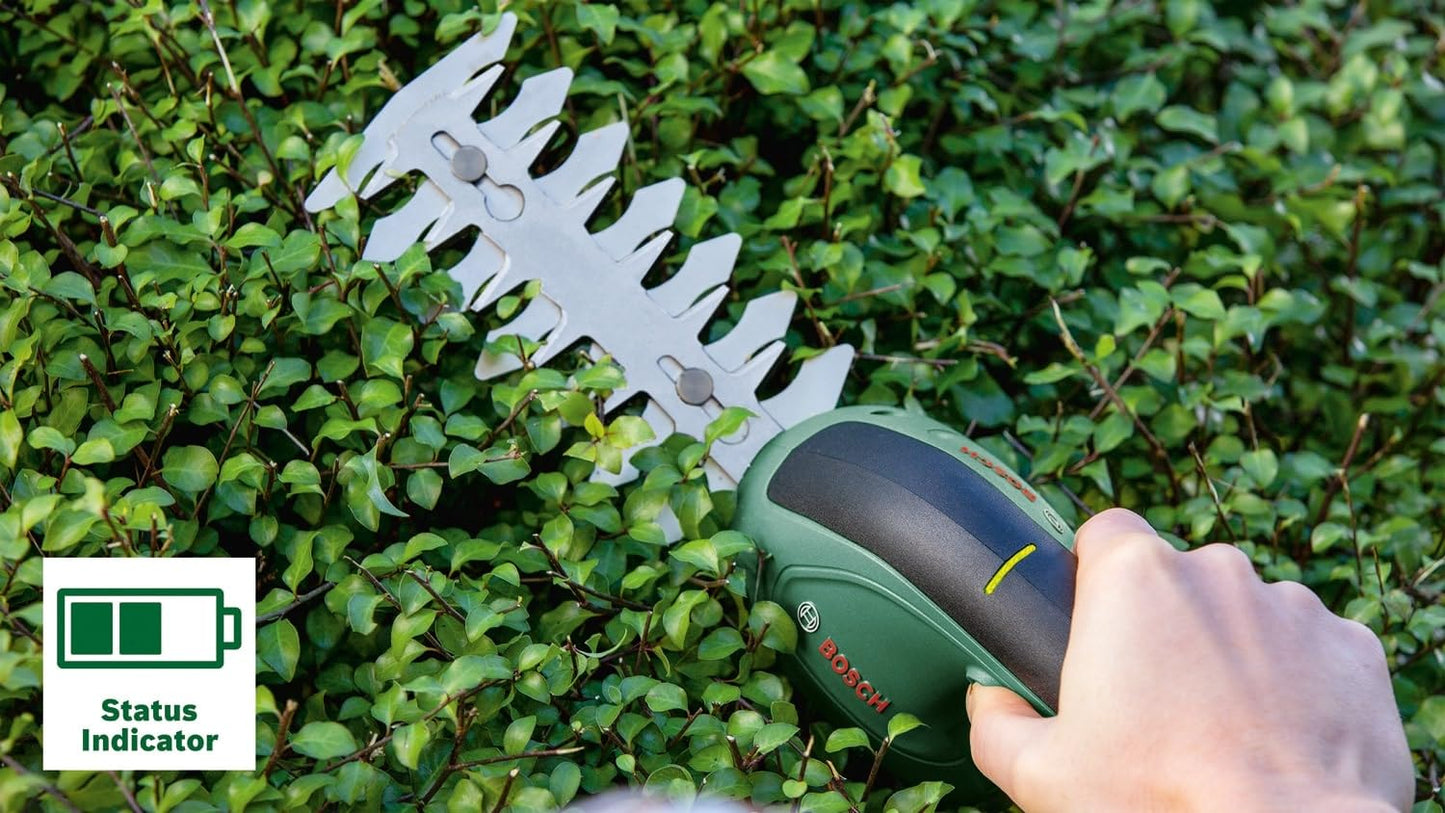 Bosch Home & Garden Shears Easy Shear, Cordless Grass & Shrub Trimmer, Lightweight & Compact, Tool-Free Blade Change, 3.6V Integrated Battery, Includes USB Cable & Blades
