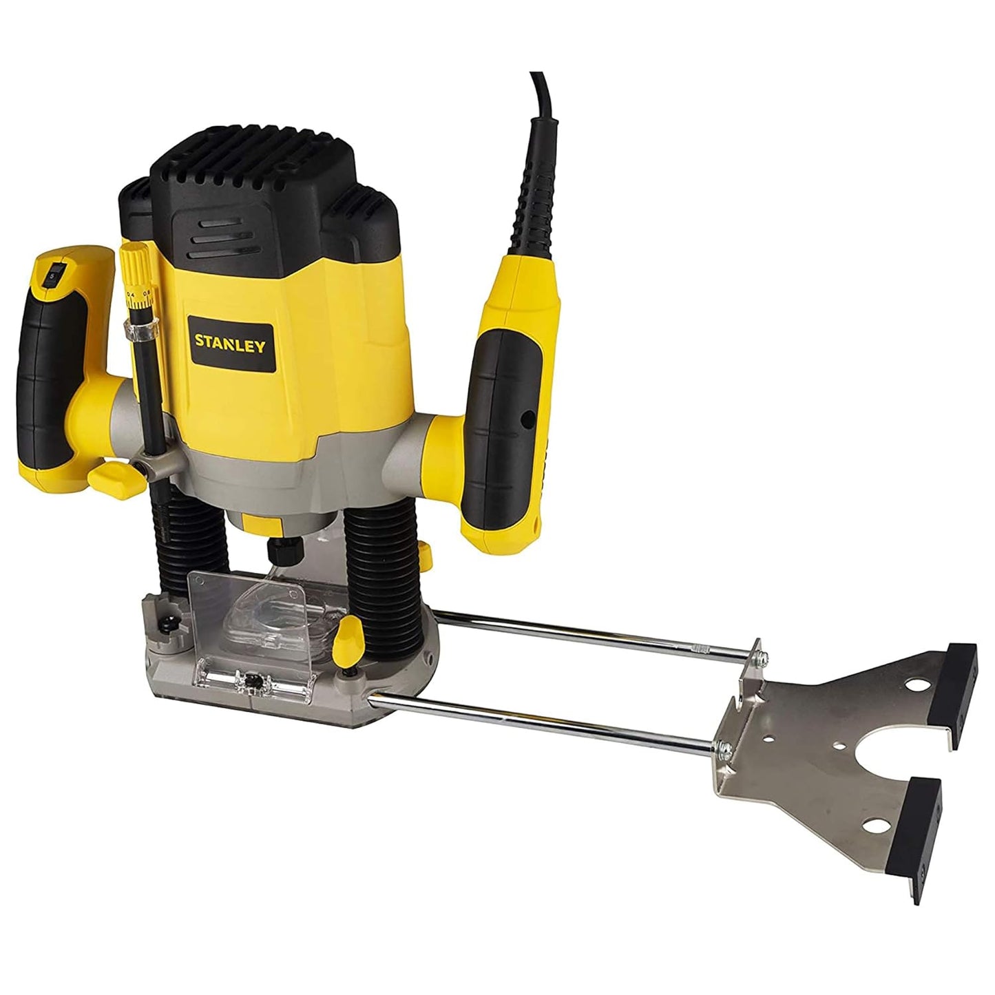 STANLEY SRR1200 Plunge Router 1200W 55mm Variable Speed With 6 Router Bits with Spindle-lock & Anti-static shoe coating, 1 Year Warranty, YELLOW & BLACK