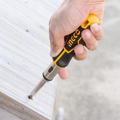 INGCO 24 IN 1 Ratchet Screwdriver Set, INGCO Style Ratchet Handle, 16 Pcs Screwdriver Bits, 7 Pcs 1/4" Power sleeve