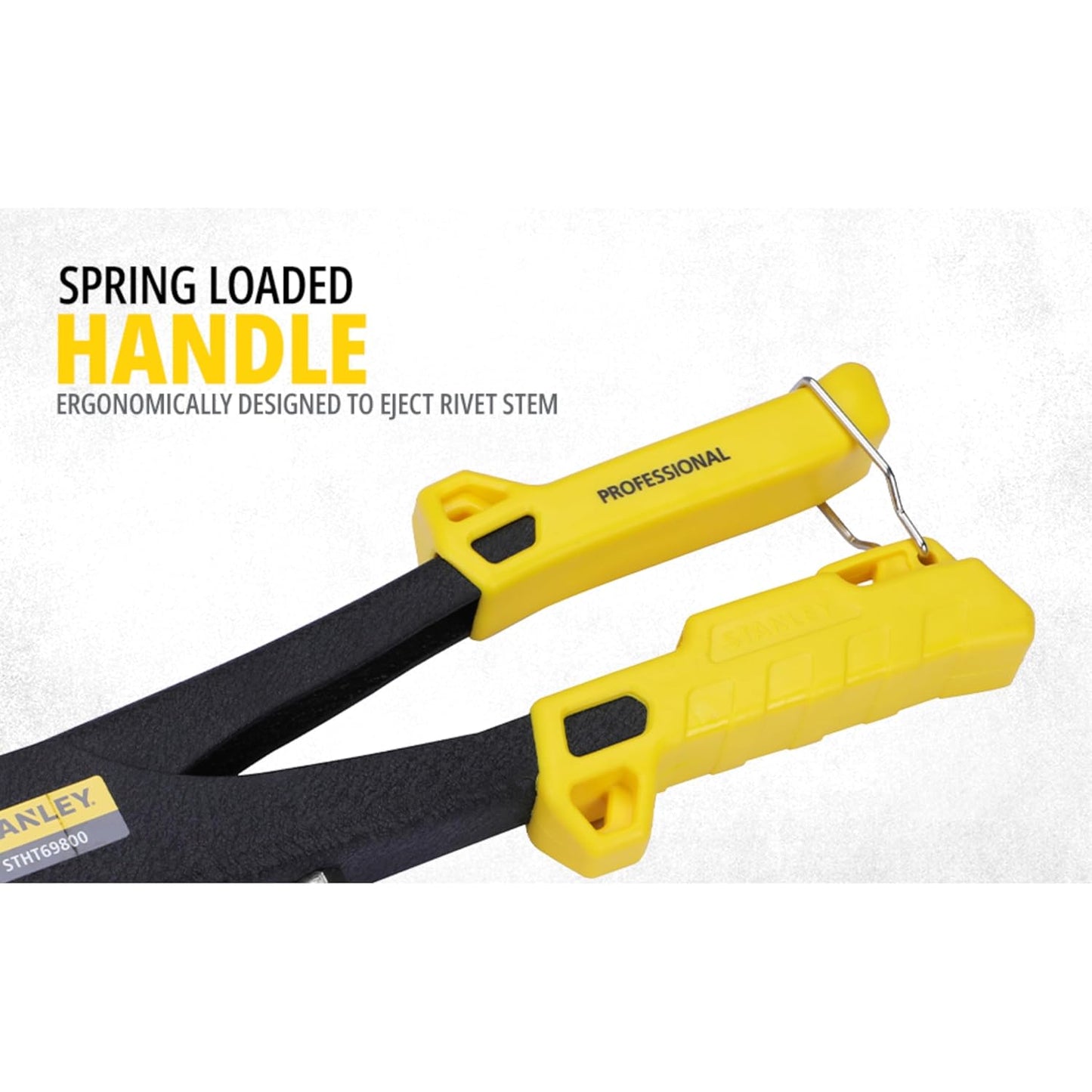 STANLEY STHT69800-8 Heavy Duty Riveter Set with 4 Nozzles & Anti-Corrosion Properties Ideal for Joining & Fabrication of Sheet Metals, Leather & Plastic Parts, YELLOW & BLACK