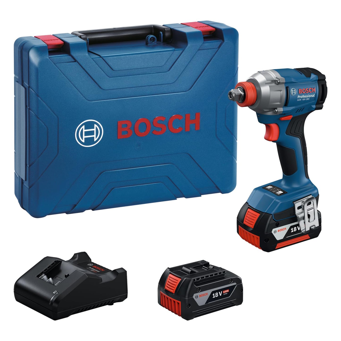 BOSCH GDX 18V- 285 Professional Cordless Impact Wrench/Driver Kit (Hybrid tool) | 18 V| 2 x 2.0 Ah Batteries| 285 Nm Torque | 2-in-1 Tool | L- Boxx included | Model 06019N21F2 | 1 year warranty