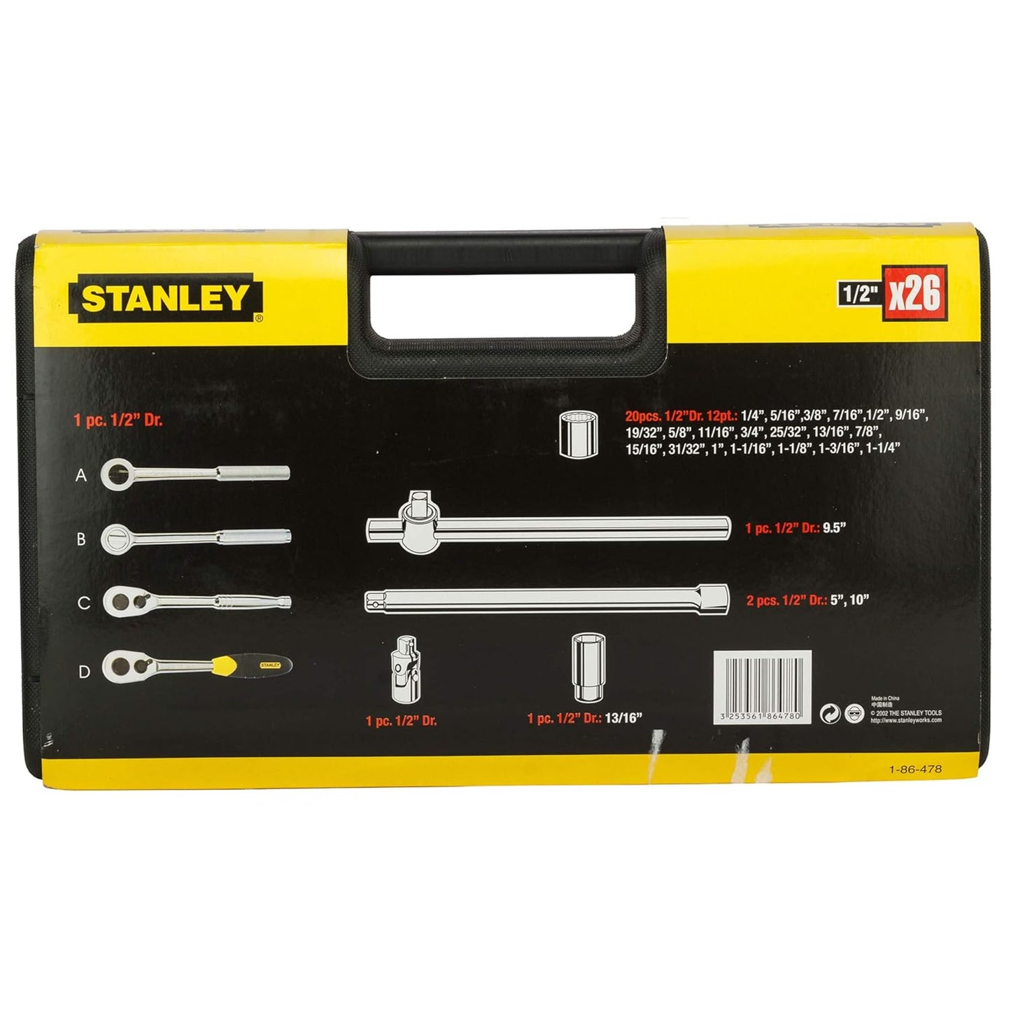 STANLEY 86-478 1/2'' SQ. Drive 12 Point Socket Set (25-Pieces)