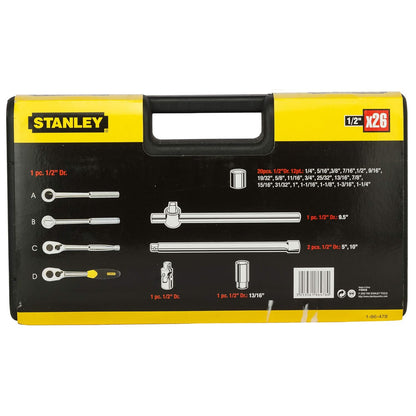STANLEY 86-478 1/2'' SQ. Drive 12 Point Socket Set (25-Pieces)
