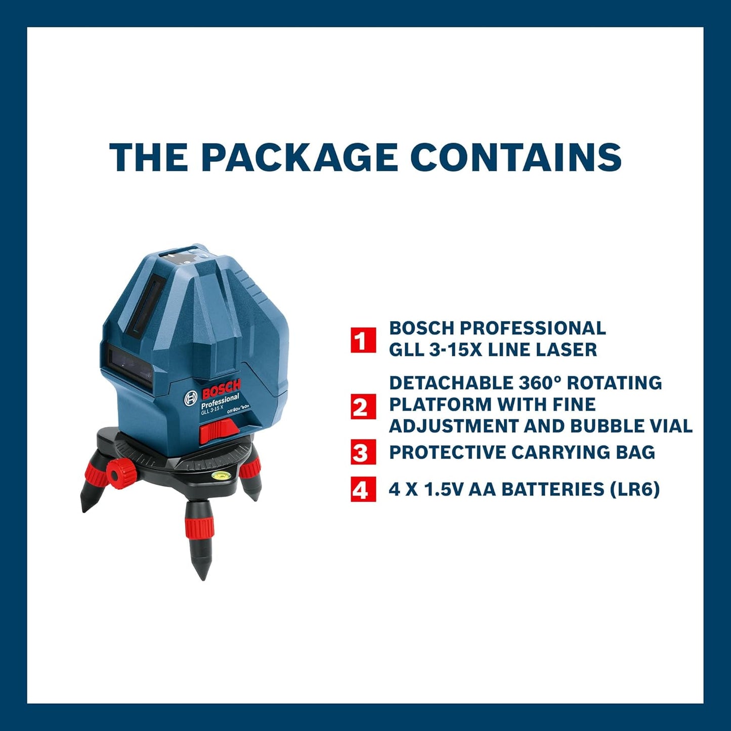 Bosch Professional GLL 3-15X Line Laser, IP54 15m Self Levelling (Accuracy: ± 0.2 mm/m, Blue)