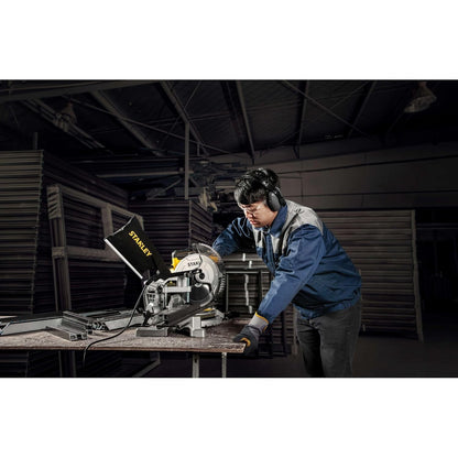 STANLEY SM16-IN 1650W 10" Compound Mitre Saw, 4800 RPM, Compact Size and Lightweight 254mm Blade Diameter+ 1 Year Warranty, (Yellow and Black)