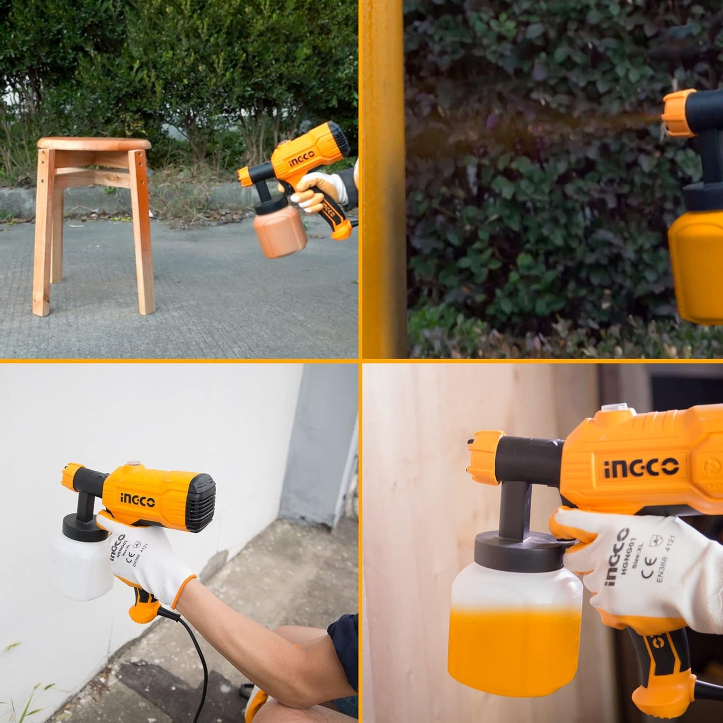 INGCO 450W Corded Paint Sprayer, 800ml Capacity, 50Din-s, 380ml/ min, Electric Spray Gun with 1.5Mm Copper Nozzle