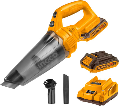 Ingco 20V Cordless Handheld Vacuum Cleaner Electric Portable Lightweight Vacuum with 1Pcs 2.0Ah battery and Charger for Car Bench Table CVLI20126