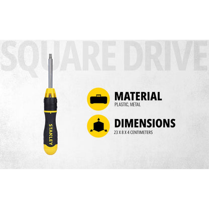 STANLEY STHT68010-8 Magnetic Holder Ratcheting Screwdriver with 10 Bits, 3-Position Audible Ratcheting Mechanism,Comes with Patented Bit Storage System, Ideal for Machines, Cars & General Repair Tasks