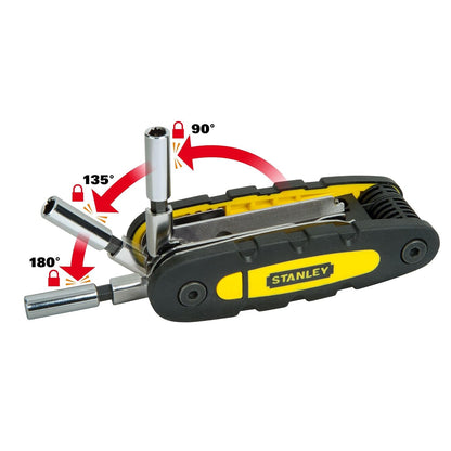 STANLEY STHT0-70695 Folding and Locking 14-in-1 Multi-Tool, Compact & Portable, KIT Contains Knife, Saw, Bottle Opener, File, Holder for Bits & Drive Adaptor for Sockets