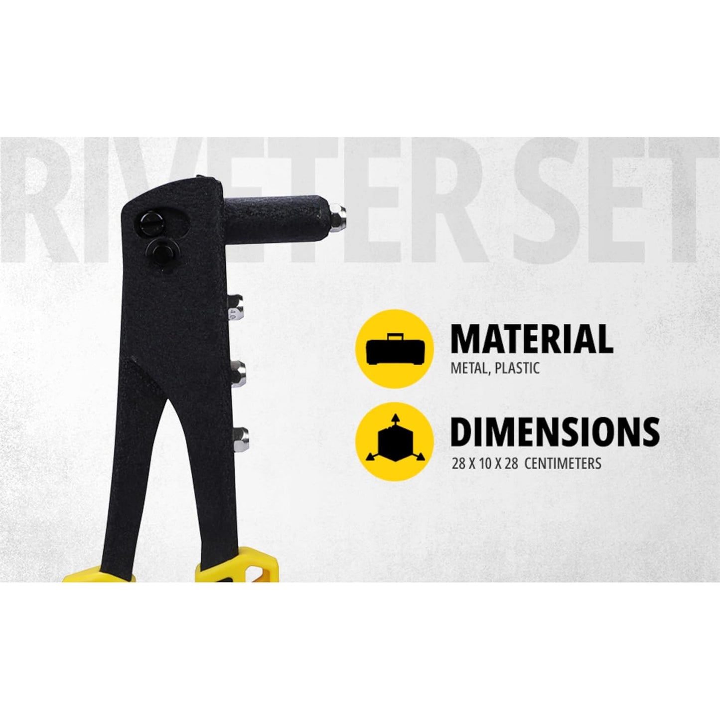 STANLEY STHT69800-8 Heavy Duty Riveter Set with 4 Nozzles & Anti-Corrosion Properties Ideal for Joining & Fabrication of Sheet Metals, Leather & Plastic Parts, YELLOW & BLACK