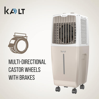 Havells Kalt 24L Personal Air Cooler for home | Powerful Air Delivery | Low Noise, Knob Panel | Everlast Pump | 4 Way Air Deflection | High Density Honeycomb Pads | Heavy Duty (White/Champagne Gold)