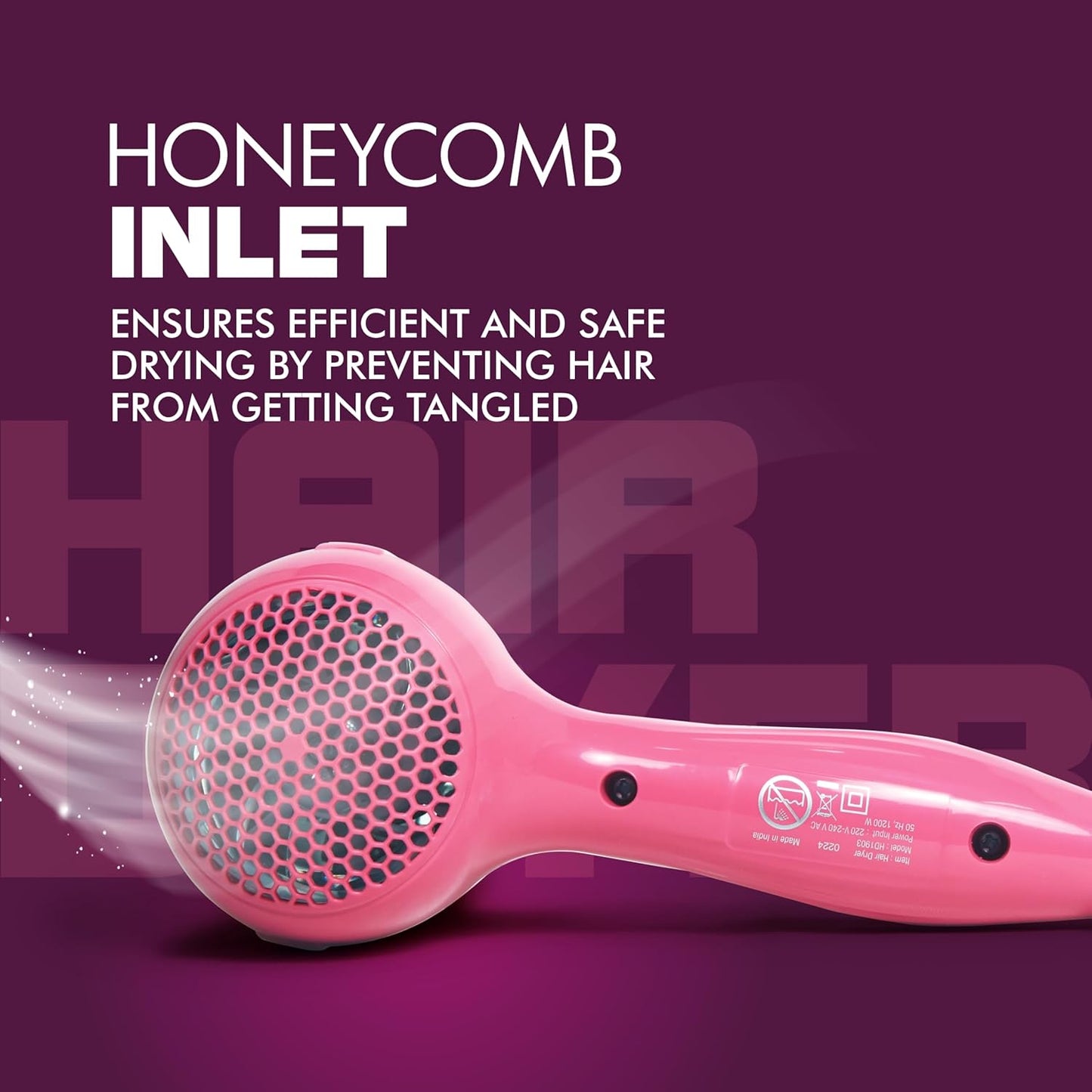 Havells 1200W Powerful Hair Dryer|Overheat Protection|2 Heat Settings (Hot/Warm)|Heat Balance Technology|Premium Pink|Your Perfect Blow Dry Companion For Effortless Hair Styling|Hd1903-1200 Watts
